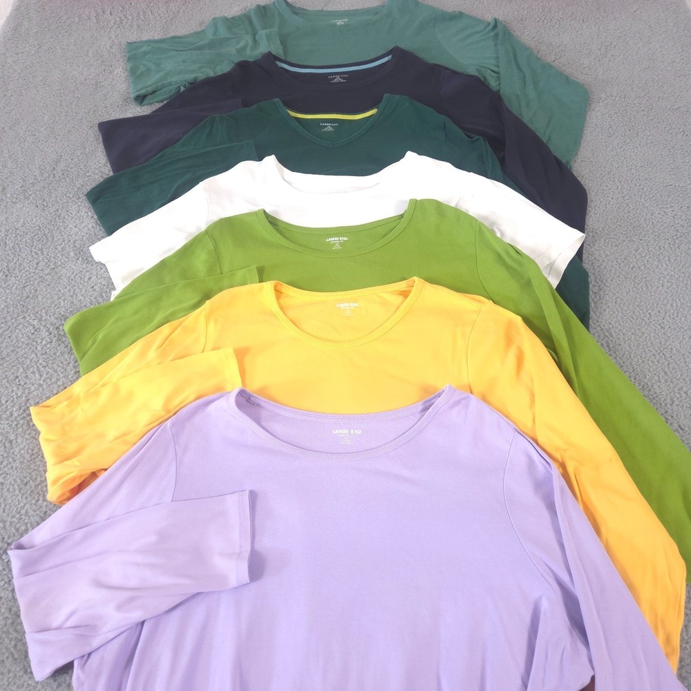 LOT OF 7 Lands End Top Womens 3X 24W-26W Round Neck Shirt Shaped Fit Casual